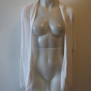 NWT 27 MILES WHITE RIBBED OPEN CARDIGAN SWEATER S